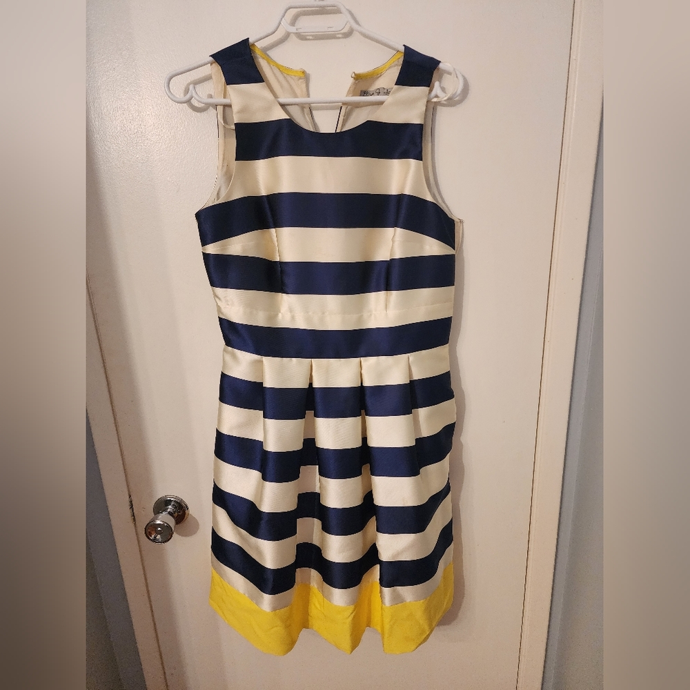 Navy & white striped dress with pockets